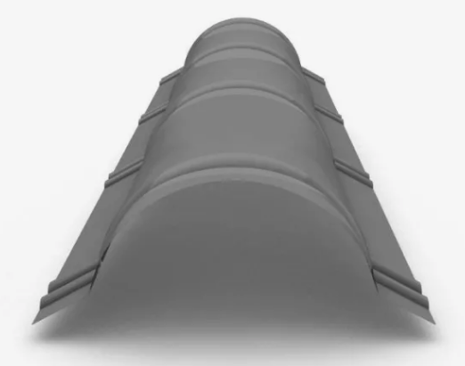 Планка конька круглого R120 2,0м (в пленке)(графит (RAL 7024)) Планка конька круглого R120 2,0м (в пленке)(графит (RAL 7024))