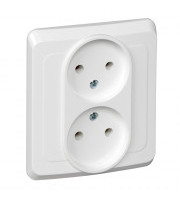 Розетка двухместная скрытой установки PC16-005B ЭТЮД Schneider Electric Розетка двухместная скрытой установки PC16-005B ЭТЮД Schneider Electric