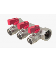 Коллектор 3/4" на 3вых. 1/2" с отсекающими кранами AQUALINK