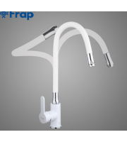 Смеситель кухня шар.Frap 4453-03 с гибким изливом хром/белый