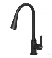 Смеситель FRAP кухня F4417-6 гибкий излив, латунь, черный, крепл. гайка