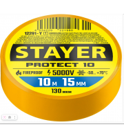 STAYER PROTECT-10, 15 мм х 10 м, 5 000 В, желтая, изолента ПВХ, Professional (12292-Y) STAYER PROTECT-10, 15 мм х 10 м, 5 000 В, желтая, изолента ПВХ, Professional (12292-Y)