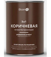 Грунт-эмаль по ржавчине 3в1 ЭЛКОН матовая коричневая 0,8кг