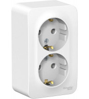 Розетка двухместная с заземлением открытой установки PA16-007B ЭТЮД Schneider Electric Розетка двухместная с заземлением открытой установки PA16-007B ЭТЮД Schneider Electric