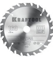 KRAFTOOL Optima, 160 х 20 мм, 24Т, пильный диск по дереву (36951-160-20)