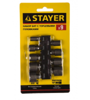 Набор STAYER "MASTER": Биты с торцевой головкой, в держателе, 9 предметов 26089-H9